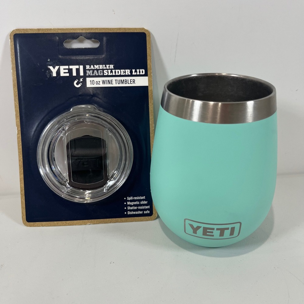YETI Rambler Wine Tumbler Seafoam Green 10 oz MagSlider Lid Insulated Travel